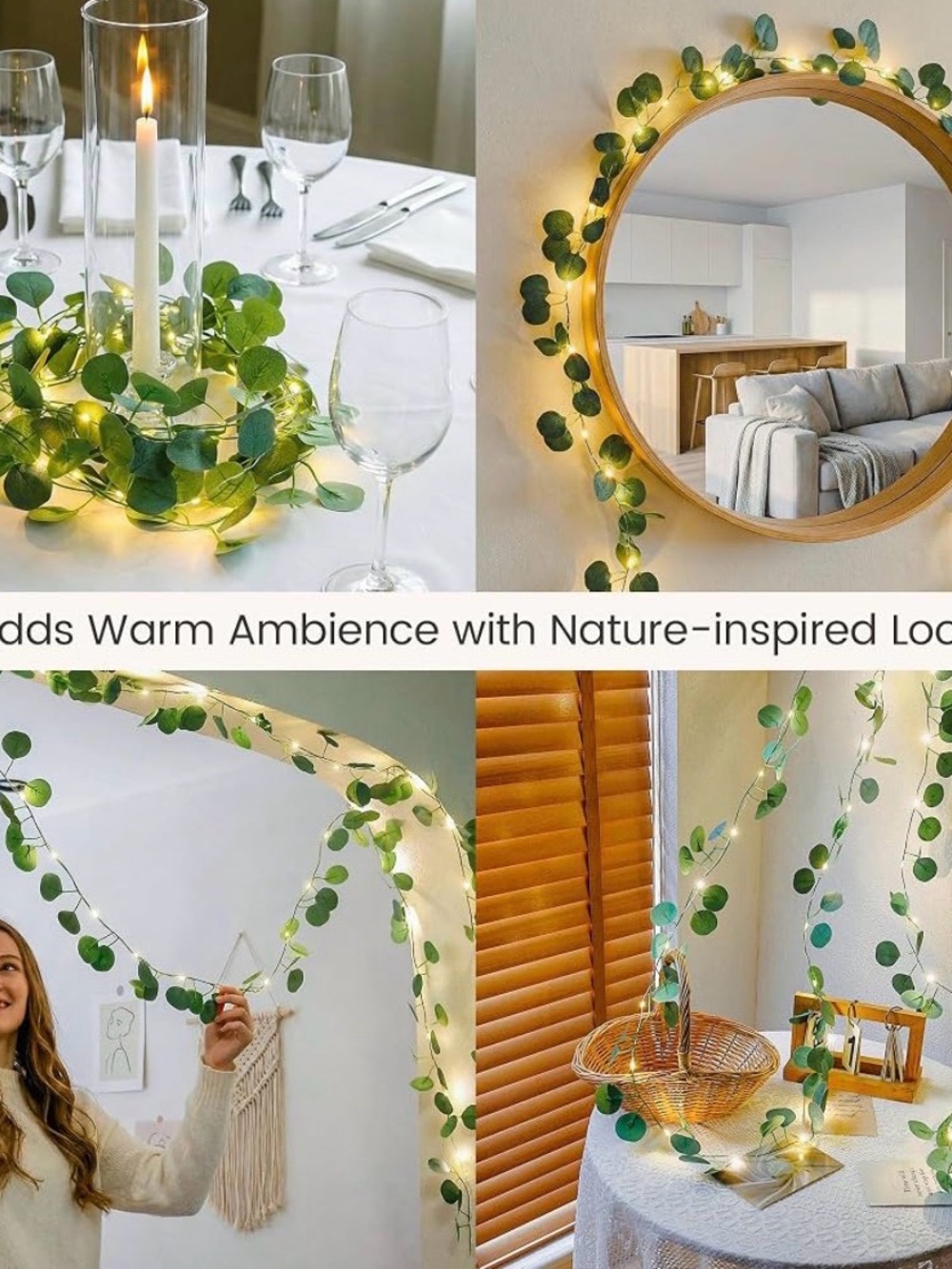 Eucalyptus Leaf LED Garland String Lights - Green